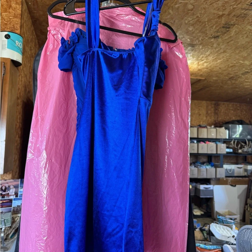 Windsor Royal Blue Satin Mini Dress - Picture 3 of 3